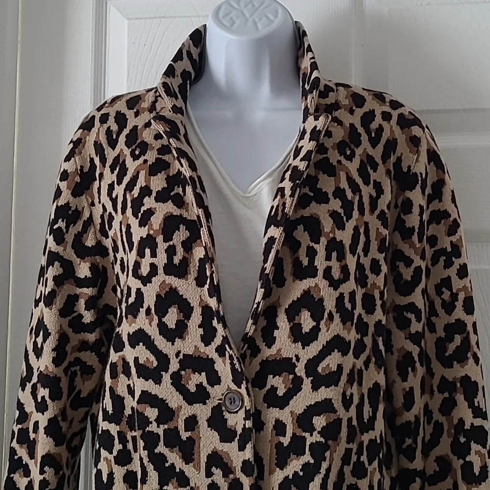 J. Crew Factory Schoolboy Sweater Blazer Animal Print Medium - Picture 6 of 11